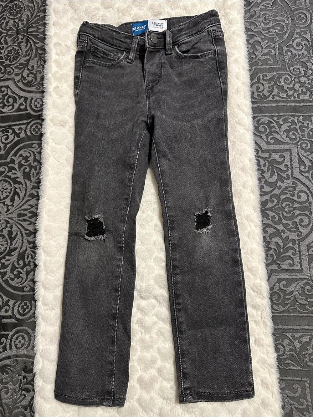 Old Navy Black Skinny Jeans with Knee Distressing